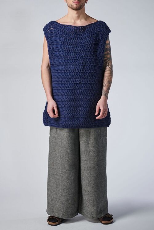 TIISHATSU hand knitted t-shirt - S - Blue