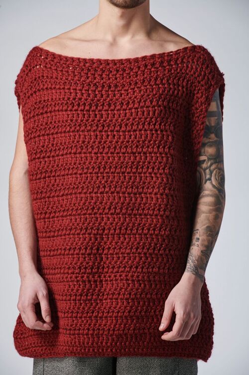 TIISHATSU hand knitted t-shirt - M - Red