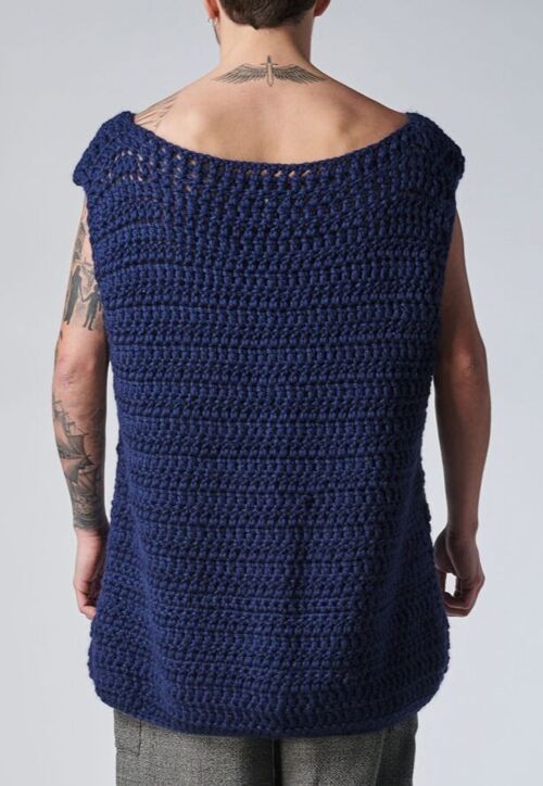 TIISHATSU hand knitted t-shirt - M - Blue