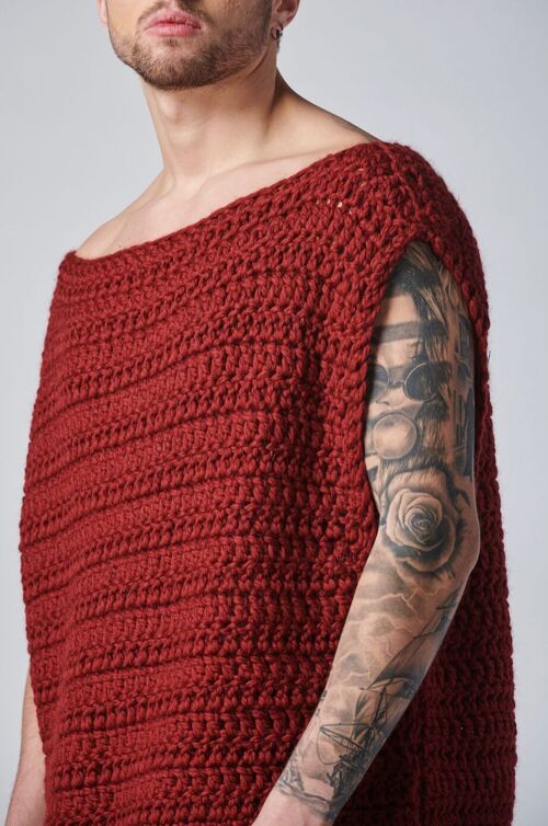 TIISHATSU hand knitted t-shirt - L - Red