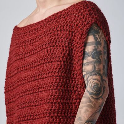 TIISHATSU handgestricktes T-Shirt - L - Rot