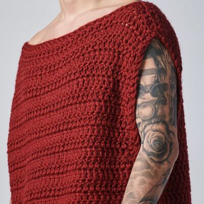 TIISHATSU hand knitted t-shirt - L - Red