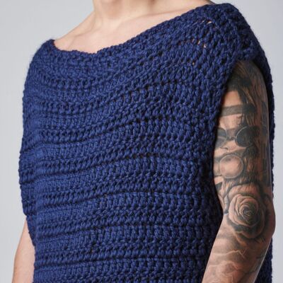 TIISHATSU hand knitted t-shirt - L - Blue