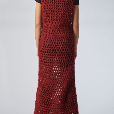 DORESU handgestricktes Kleid – L – Rot