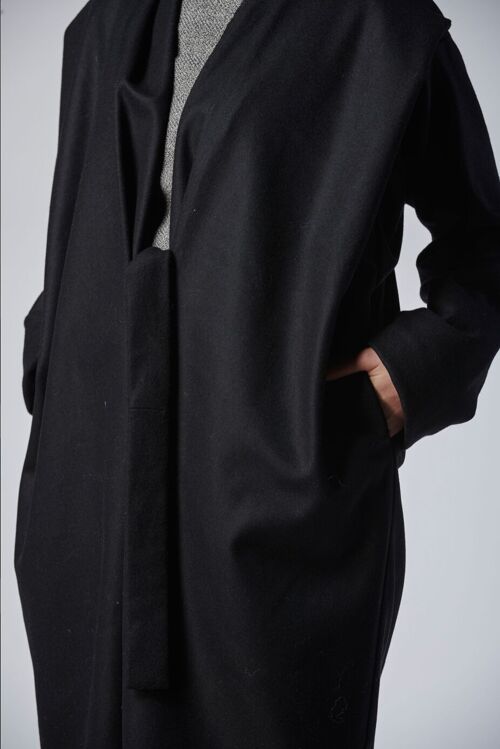 MICHIYUKI midi coat - Large - BLACK