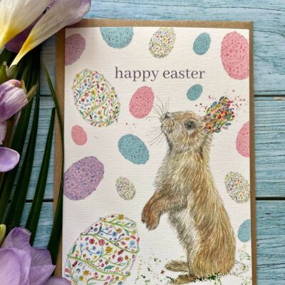 Easter Rabbit Eco Card | Blank Nature Colourful Watercolour