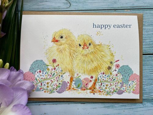 Easter Chick Eco Card | Blank Nature Colourful Watercolour