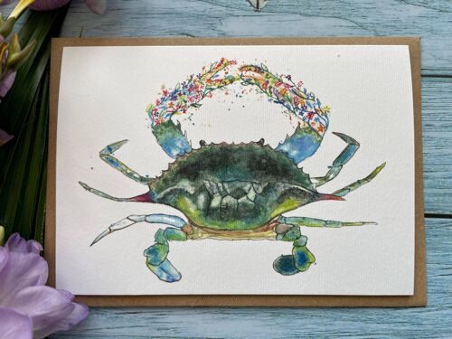 Claude The Crab Eco Card | Blank Seaside Colourful Art