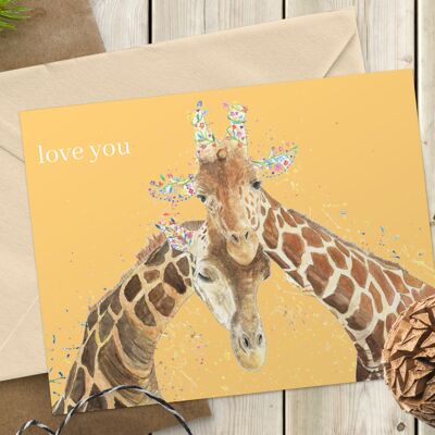 Love you | Giraffe couple Eco Card Cute Colourful Friend