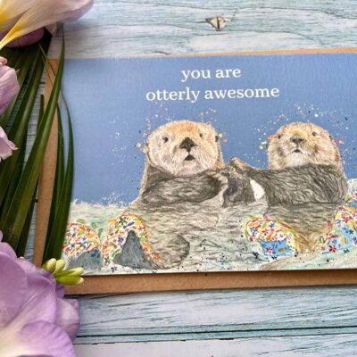 You are otterly awesome! Eco Card Funny Colour Friend