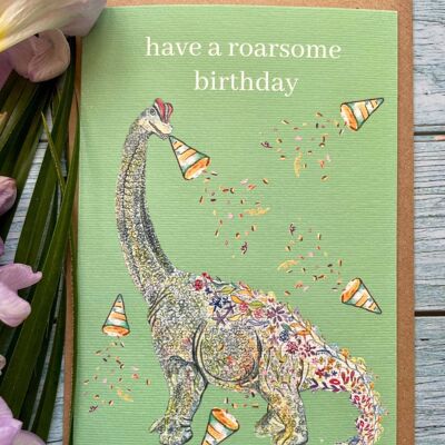 ¡Que tengas un cumpleaños increíble! dinosaurio tarjeta cumpleaños divertido color