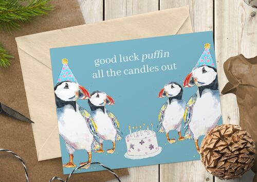 Good luck Puffin All The Candles Out |  Card Birthday Funny