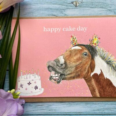 Buon giorno della torta | Eco Friendly Card cavallo compleanno divertente