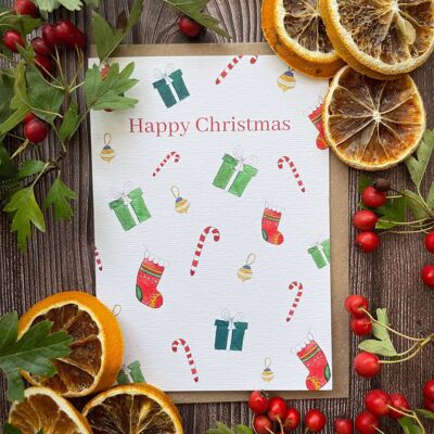 Happy Christmas Nature Eco Friendly Card Colourful Blank