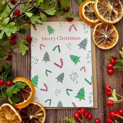 Merry Christmas Nature Eco Friendly Card Colourful Blank