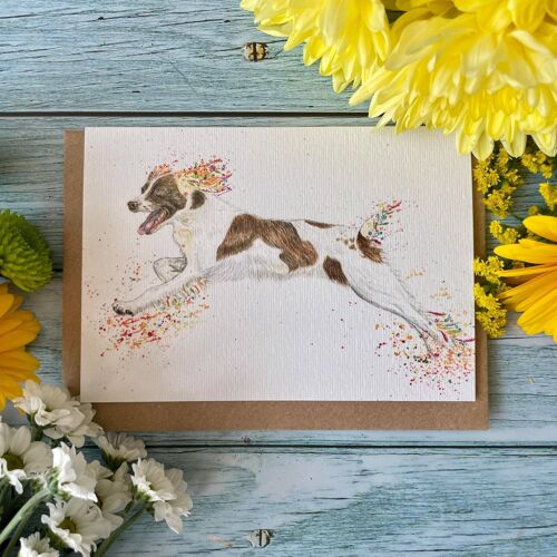 Spring the Spaniel Eco Friendly Animal Card Blank Dog Colour