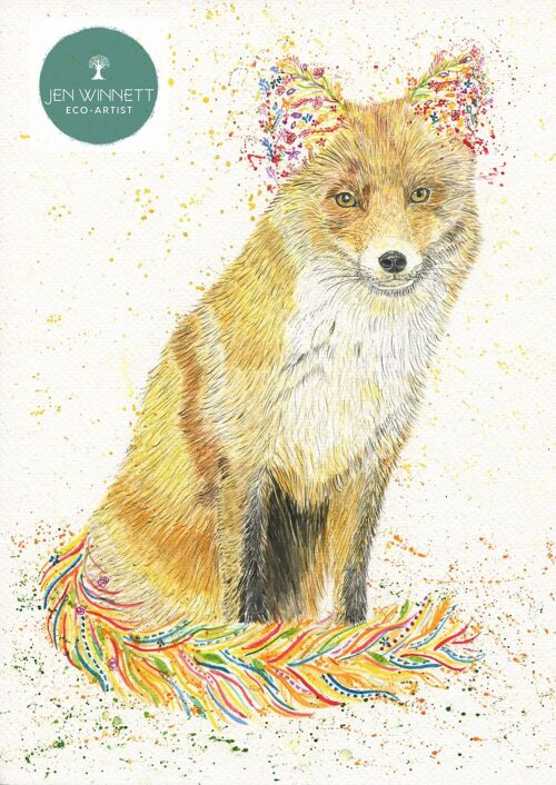 Felix the Fox signed art print countryside watercolour