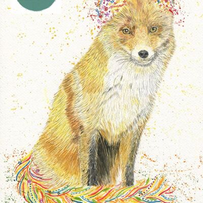 Felix the Fox ha firmato l'acquerello della campagna con stampa d'arte