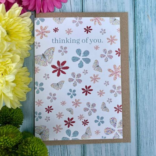 Thinking of you Eco Friendly Card Blank | Colourful | Flower