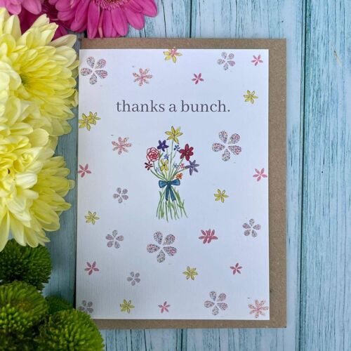 Thanks a Bunch Eco Friendly Thank you Card Blank | Colourful