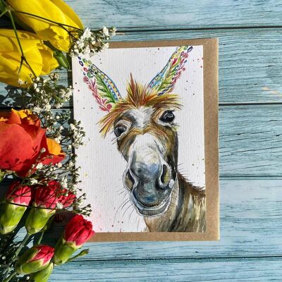 Donkey | Eco Friendly Card Colourful Greetings Blank Farm
