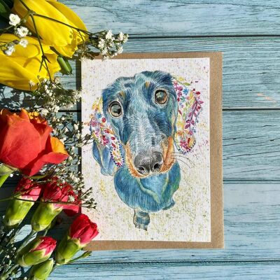 Dachshund | Eco Friendly Card Colourful Greetings Dog  Blank