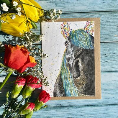 Pony | Eco Friendly Card Colourful Greetings Blank Animal