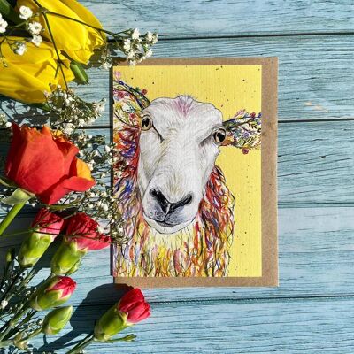 Baabara Sheep Funny Eco Friendly Card Colorful Voeux