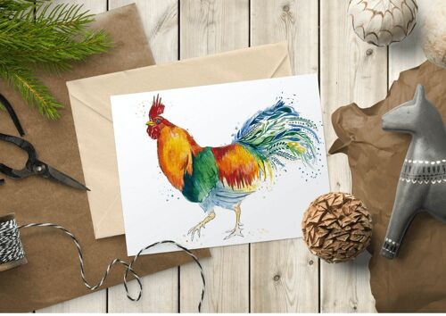 Reggie the Rooster Eco Friendly Card Blank | Colourful Farm