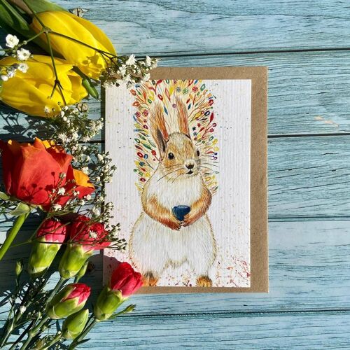 Sammy the Red Squirrel Eco Friendly Card Blank | Colourful |