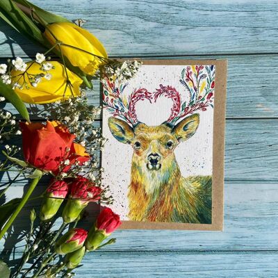 Serenity the Stag Eco Friendly Card Blank | Colourful Animal