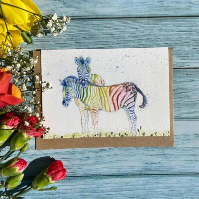 Zèbres Eco Friendly Animal Card Blank | Coloré | Animaux |