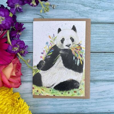 Posy the Panda umweltfreundliche Karte blanko | Bunt | Tier