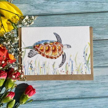 Tranquility the Turtle Eco Friendly Animal Card Couleur vierge 1