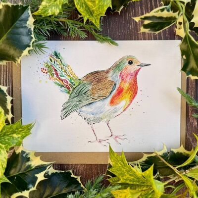 Robbie the Robin Eco Friendly Card Blank | Coloré | Oiseau