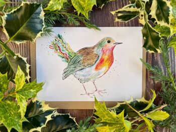 Robbie the Robin Eco Friendly Card Blank | Coloré | Oiseau 1