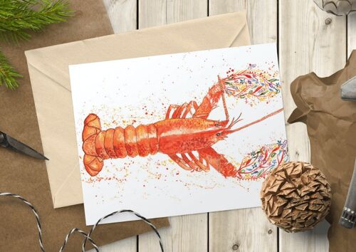 Larry the Lobster Eco Card | Seaside greetings blank art