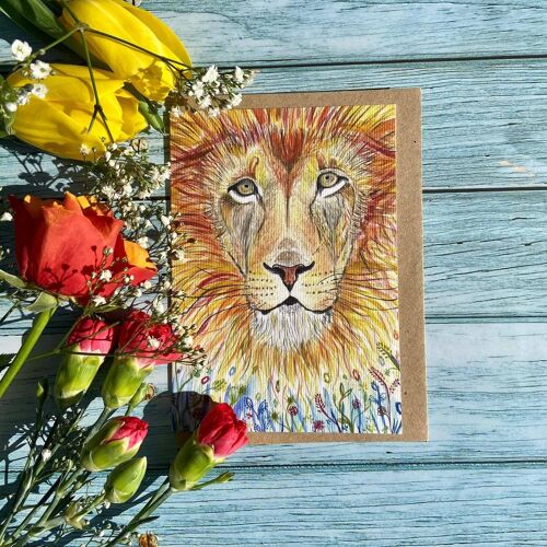 Lion | Eco Friendly Card Colourful Blank Zoo Childrens