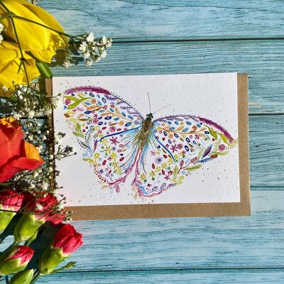 Carte Écologique Papillon Avec Nature Colorée Salutations Vierges
