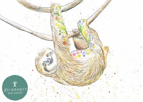 Sophie the Sloth Signed watercolour art animal print