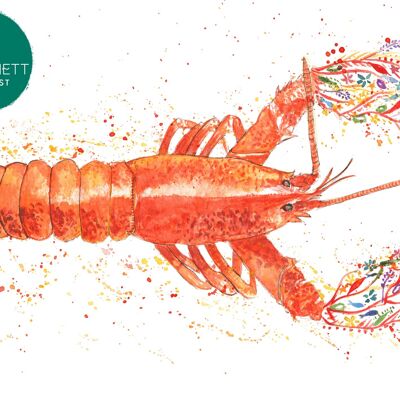Larry the Lobster Signierter Aquarell-Kunstdruck
