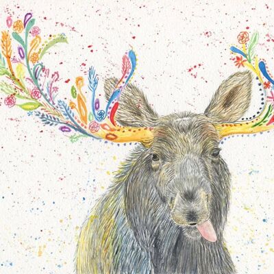 Merlin the Moose Signed watercolour art print