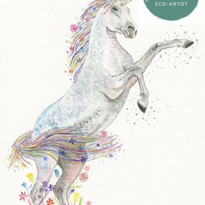 Stampa animalier con arte dell'acquerello firmata unicorno | Di Jen Winnett