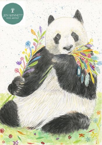 Posy le Panda Signé aquarelle art print animal coloré 1
