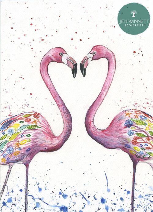 Flamingoes | Signed Art Print | Nature | Bird | Animal | Art