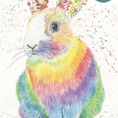 Raza le lapin Signé aquarelle art imprimé animal
