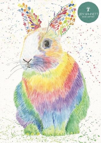 Raza le lapin Signé aquarelle art imprimé animal 1