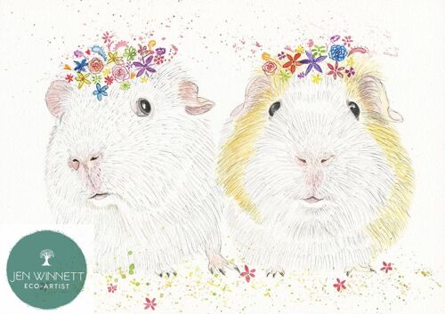 Guinea Pigs | Signed Art Print | Animal | Artwork Home Cute