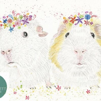 Guinea Pigs | Signed Art Print | Animal | Artwork Home Cute