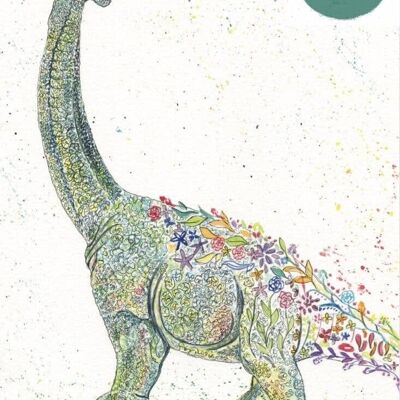 Dinosauro | Stampa artistica firmata | Animale | Opera d'arte | Bambini